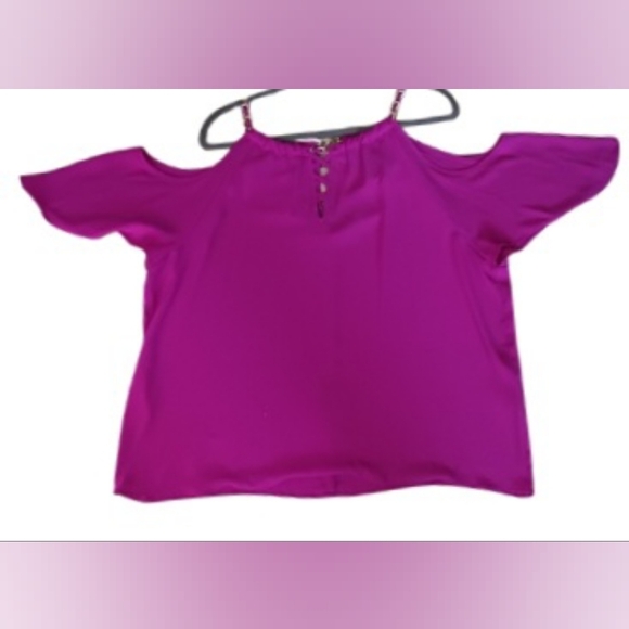 INC International Concepts Fushia Pink Cold Shoulder  Blouse SZ XL - Picture 4 of 6